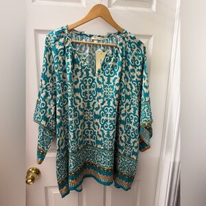 Elegant Teal and Cream Women's Top brand new